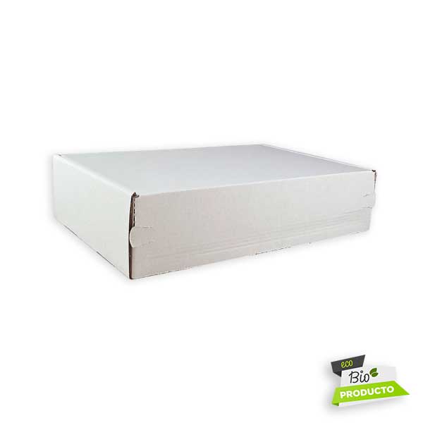 Caja de cartón automontable blanca